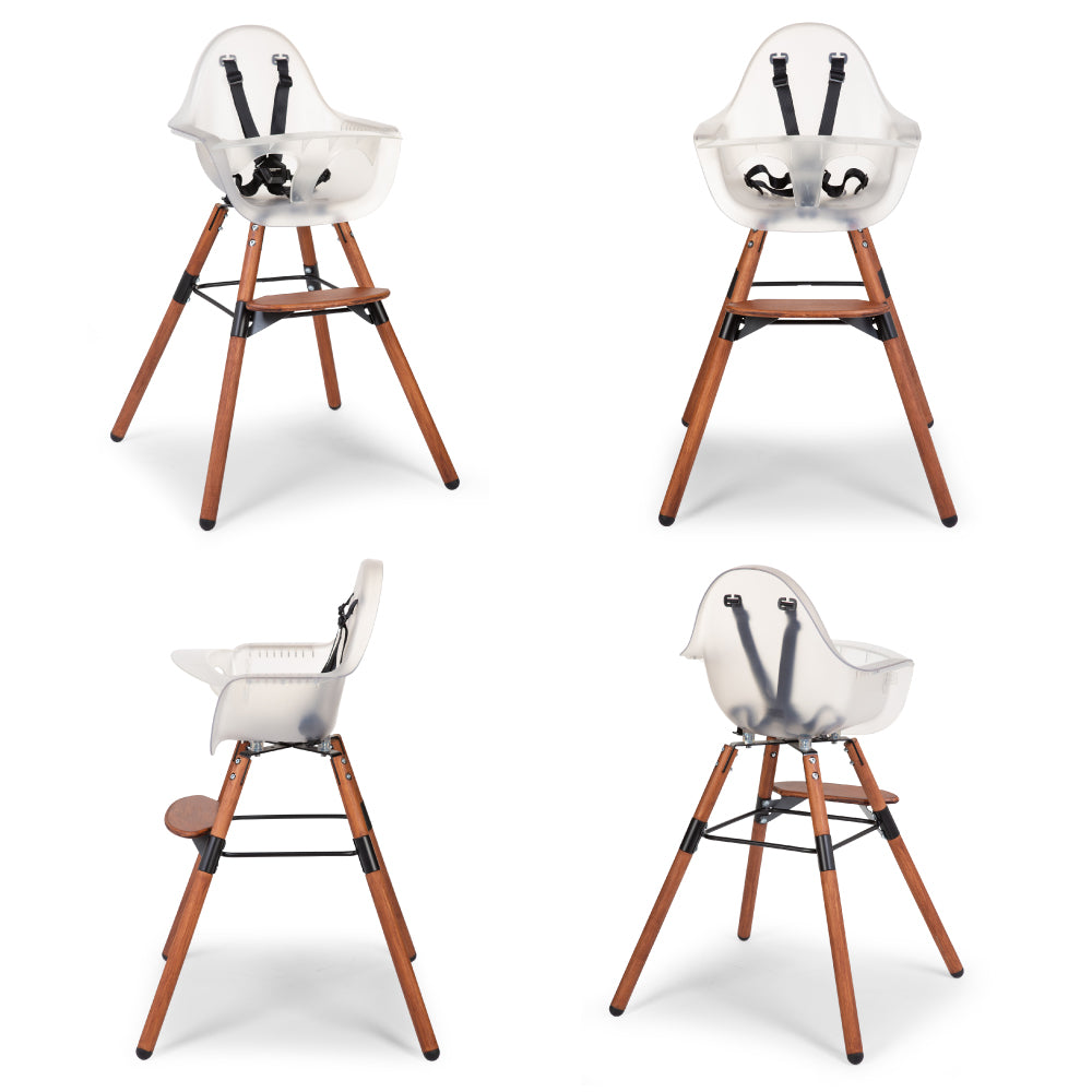 Scaun de masa reglabil in inaltime Childhome Evolu 2 Natural inchis Alb transparent
