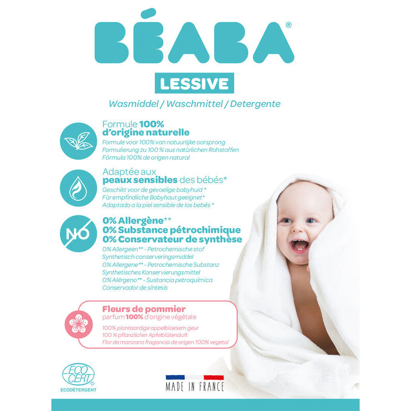 Detergent de rufe lichid Beaba Flori de Mar, 1 L 16 spalari, Certificat Ecocert