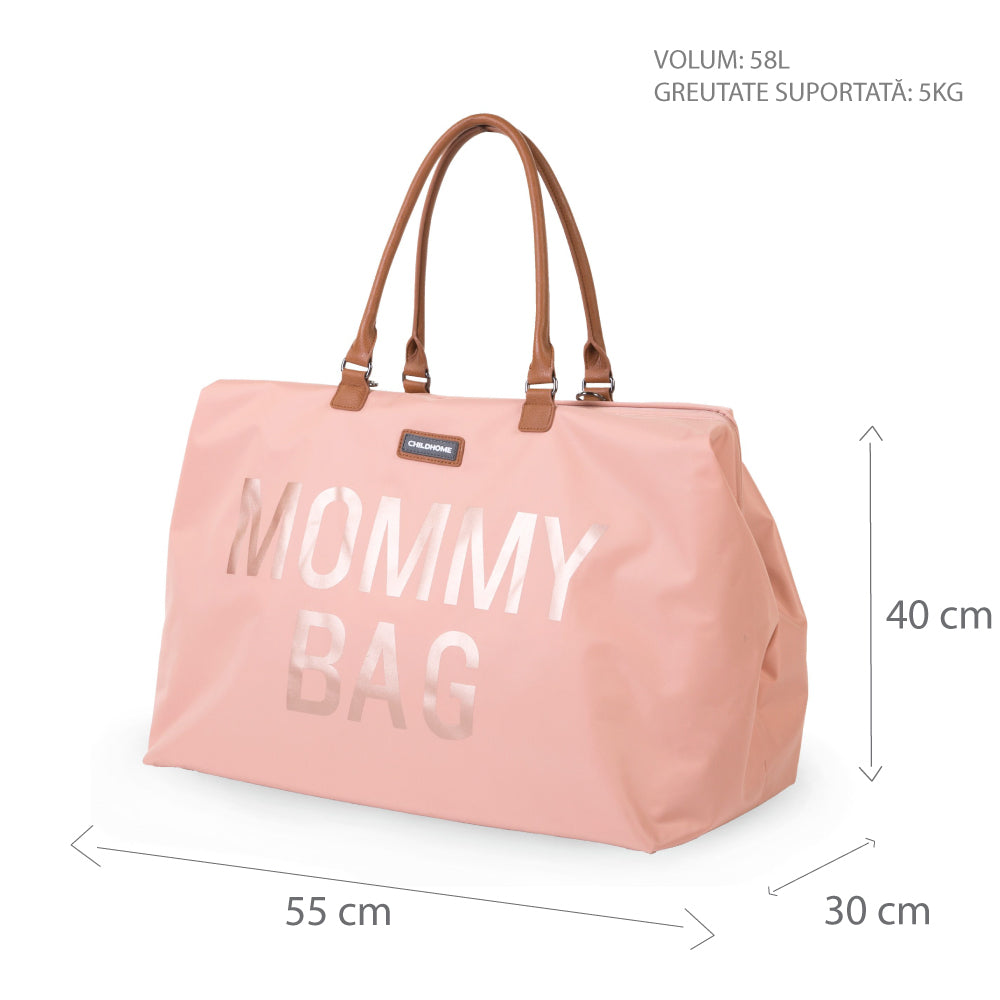 Geantă de Înfășat Childhome Mommy Bag Roz Spațioasă Premium