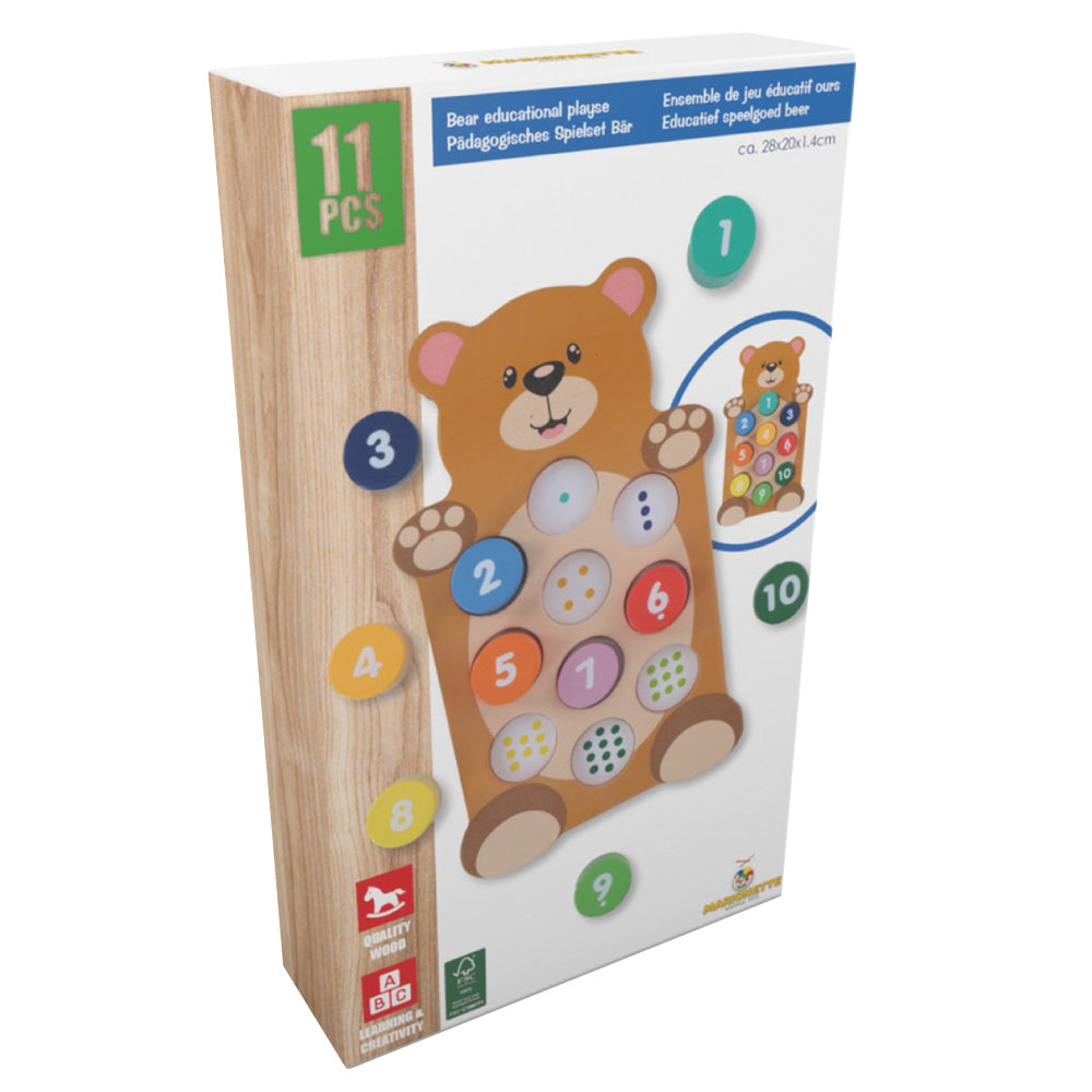 Joc educativ din lemn cu numere Marionette 11 piese ursulet