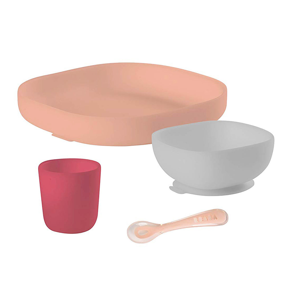Set de masa din silicon Beaba 4 piese cu ventuza