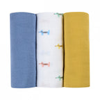 Set 3 museline Beaba din bumbac organic 70x70 cm Teckel Beige
