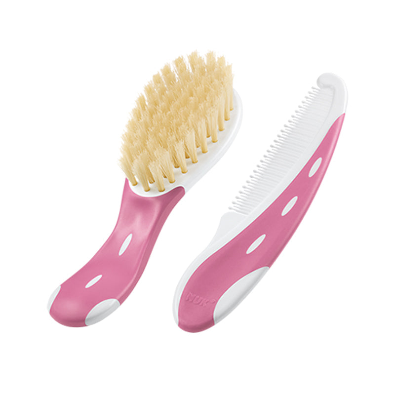 Set Nuk perie par natural si piepten Roz