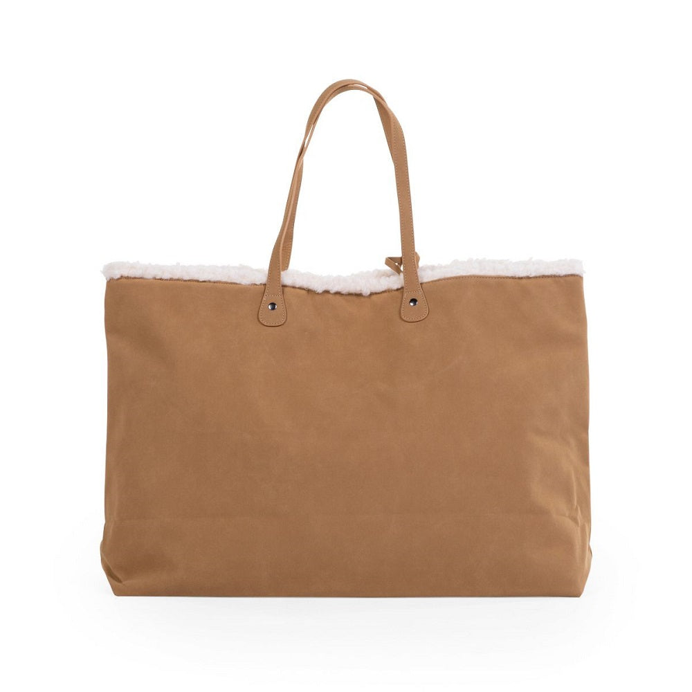 Geanta Childhome Family Bag, aspect piele intoarsa Bej