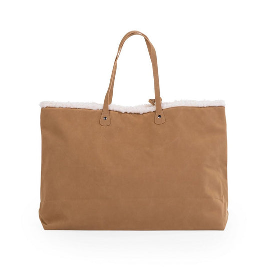 Geanta Childhome Family Bag, aspect piele intoarsa Bej