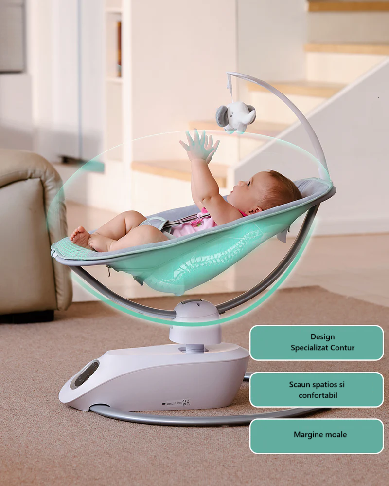 Leagan Electric Bebe Momcozy CocoSway 3D-Motion cu 6 Miscari si 4 Viteze