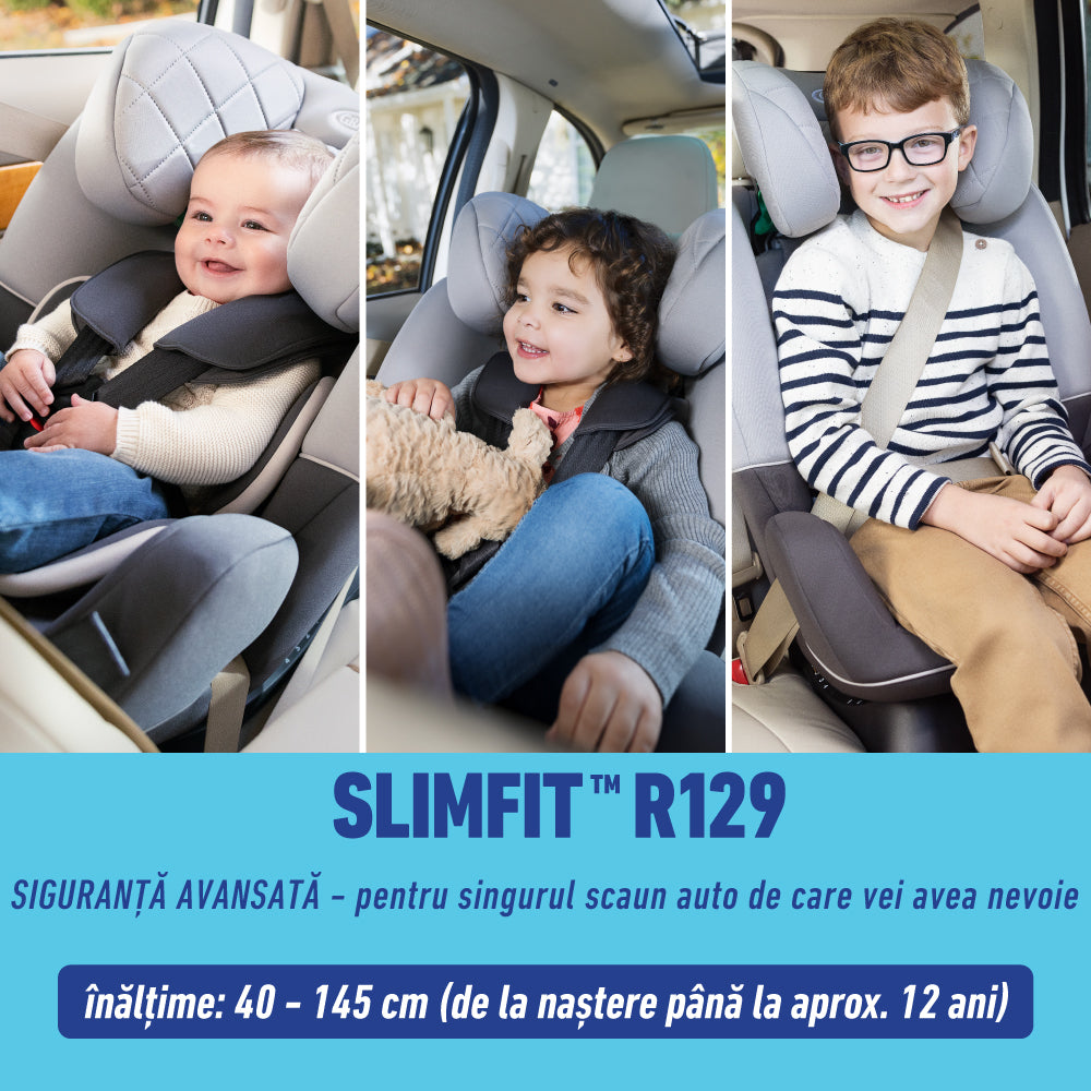 Graco - Scaun auto SlimFit Iron, 40-145 cm, certificat R129 si testat ADAC