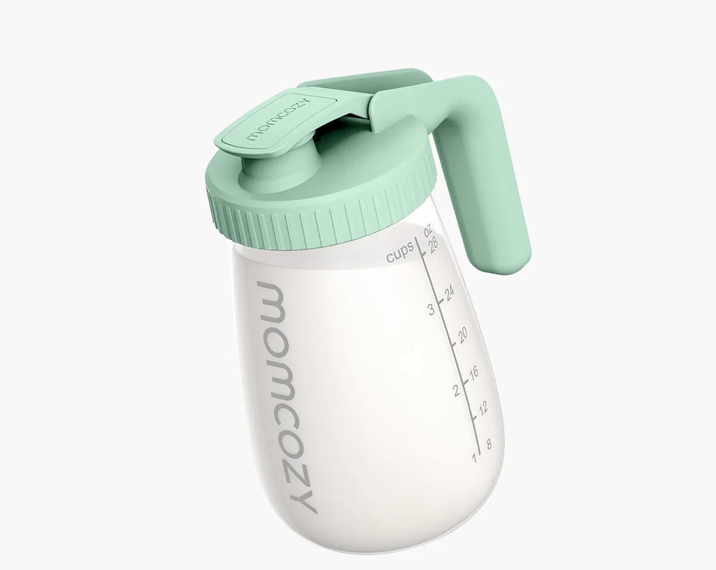 Borcan de sticla pentru lapte matern Momcozy Verde