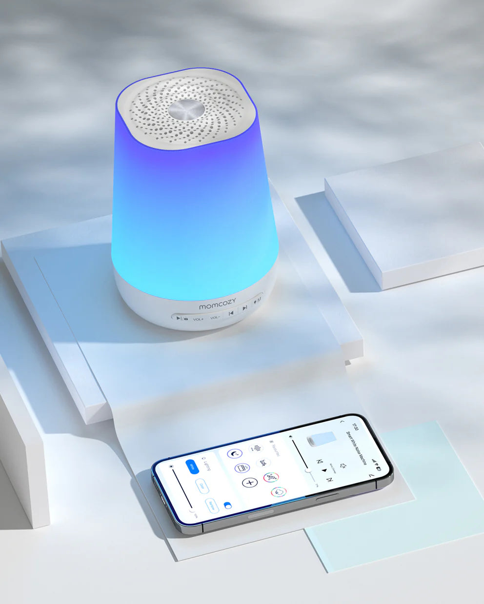 Dispozitiv SMART 2 in 1 Lampa de Veghe si Aparat White Noise Momcozy 34 Sunete WiFi Control App