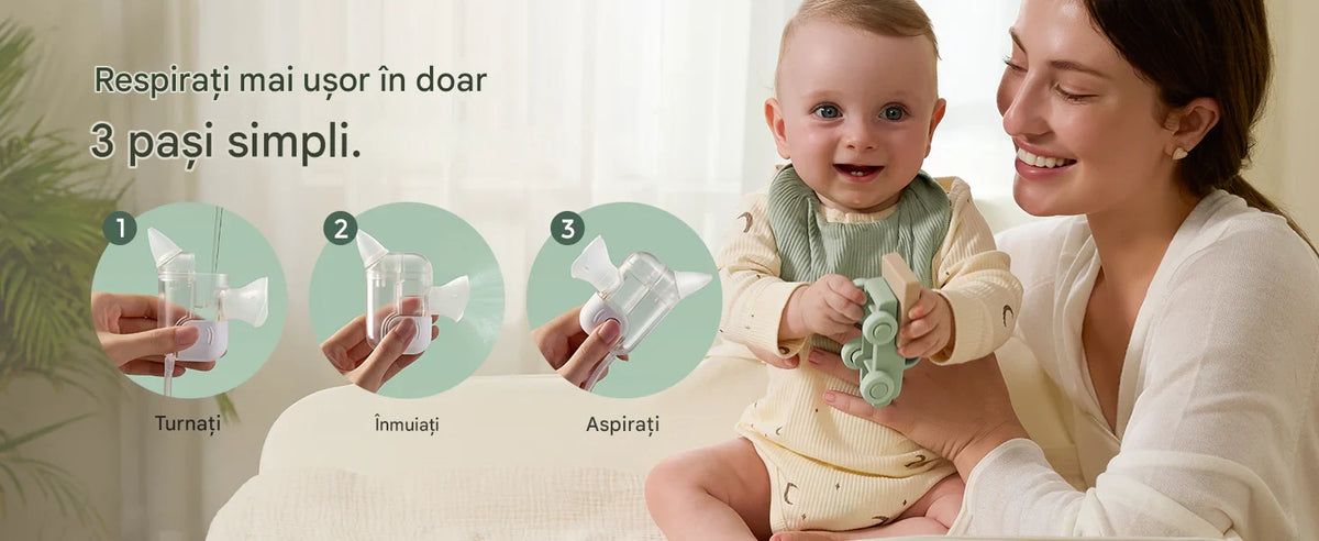 Aspirator Nazal Electric Momcozy BreezyClear Pro 2 in 1 Spray Salin si Aspiratie 75 kPa