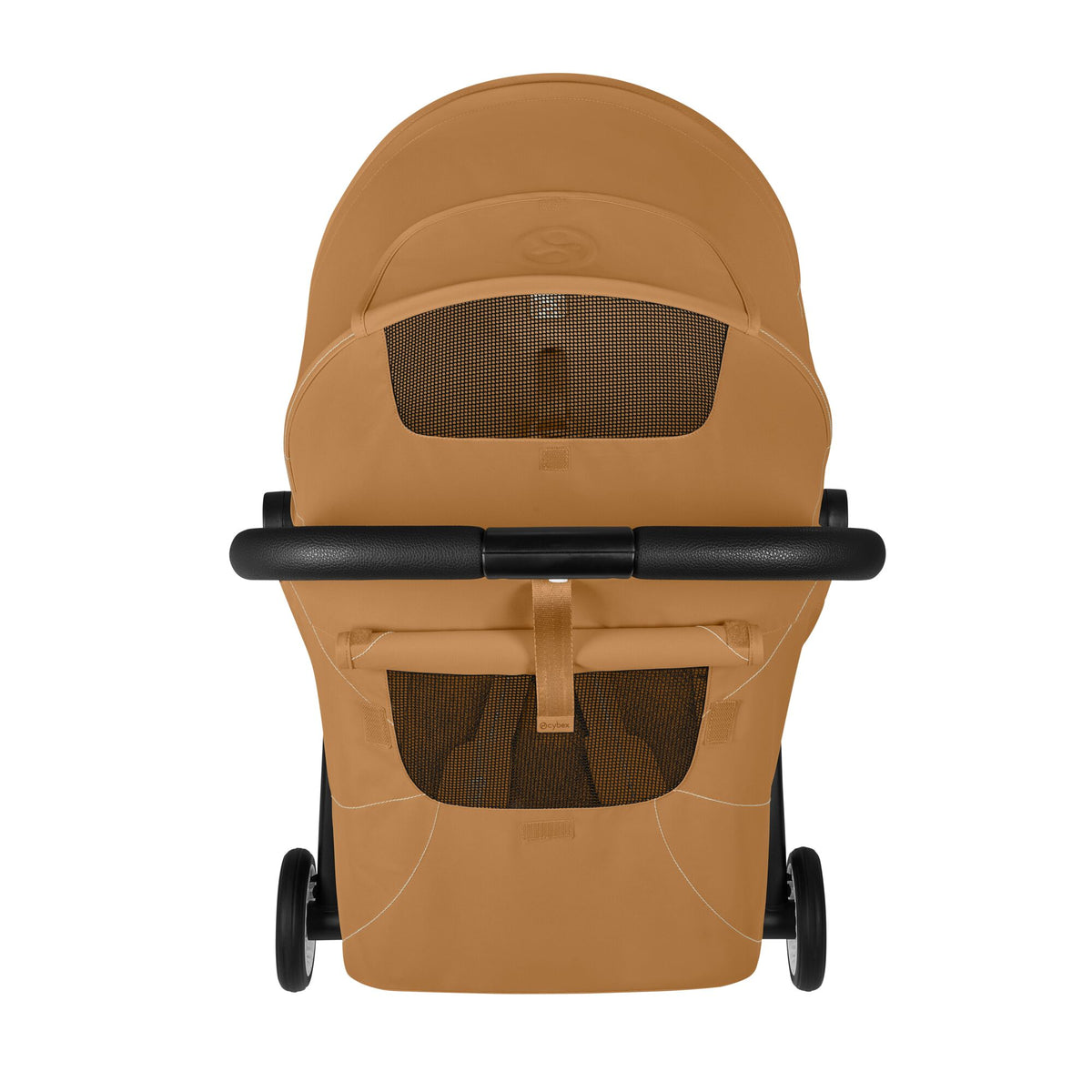 Cărucior ultracompact Cybex Orfeo, culoare Cinnamon Yellow, detaliu capotă cu ferestre plasă