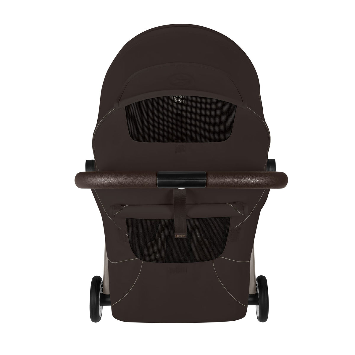 Cărucior ultracompact Cybex Orfeo, culoare Chocolate Brown, detaliu capotă cu ferestre plasă