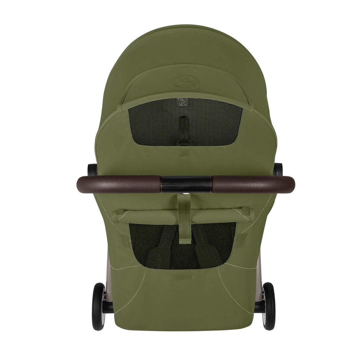 Cărucior ultracompact Cybex Orfeo, culoare Moss Green, detaliu capotă cu ferestre plasă