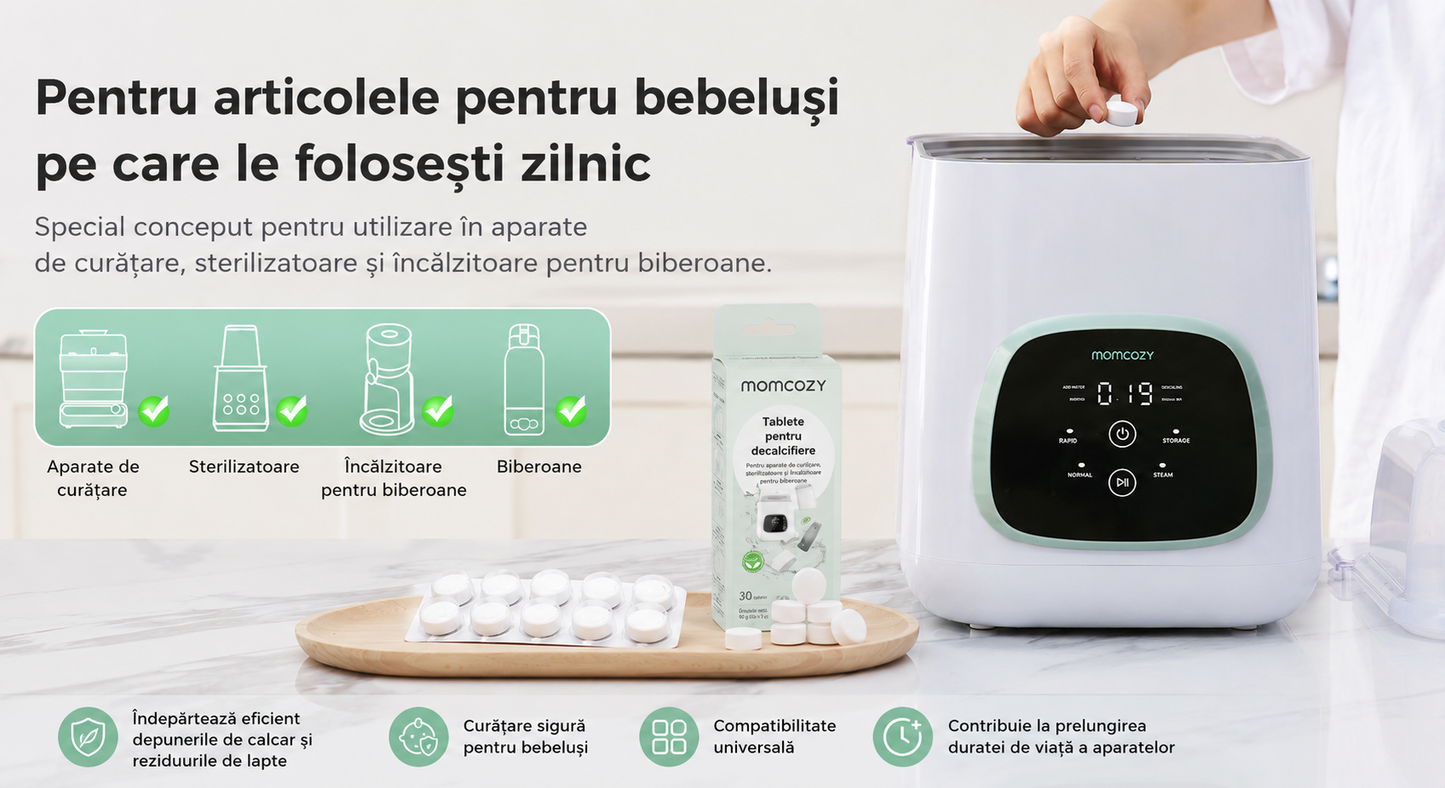 Tablete pentru Decalcifiere aparate bebelusi Non-Toxice -30 buc Momcozy