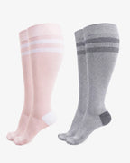 Set de 2 Perechi Sosete Compresie cu Gamba lata - Momcozy Roz si Gri XL