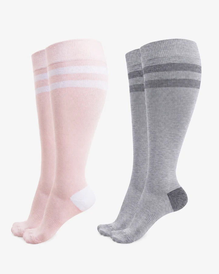 Set de 2 Perechi Sosete Compresie cu Gamba lata - Momcozy Roz si Gri 3XL