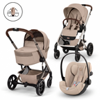 Pachet 3 în 1 Cybex Balios S Lux Fold Cot Almond Beige