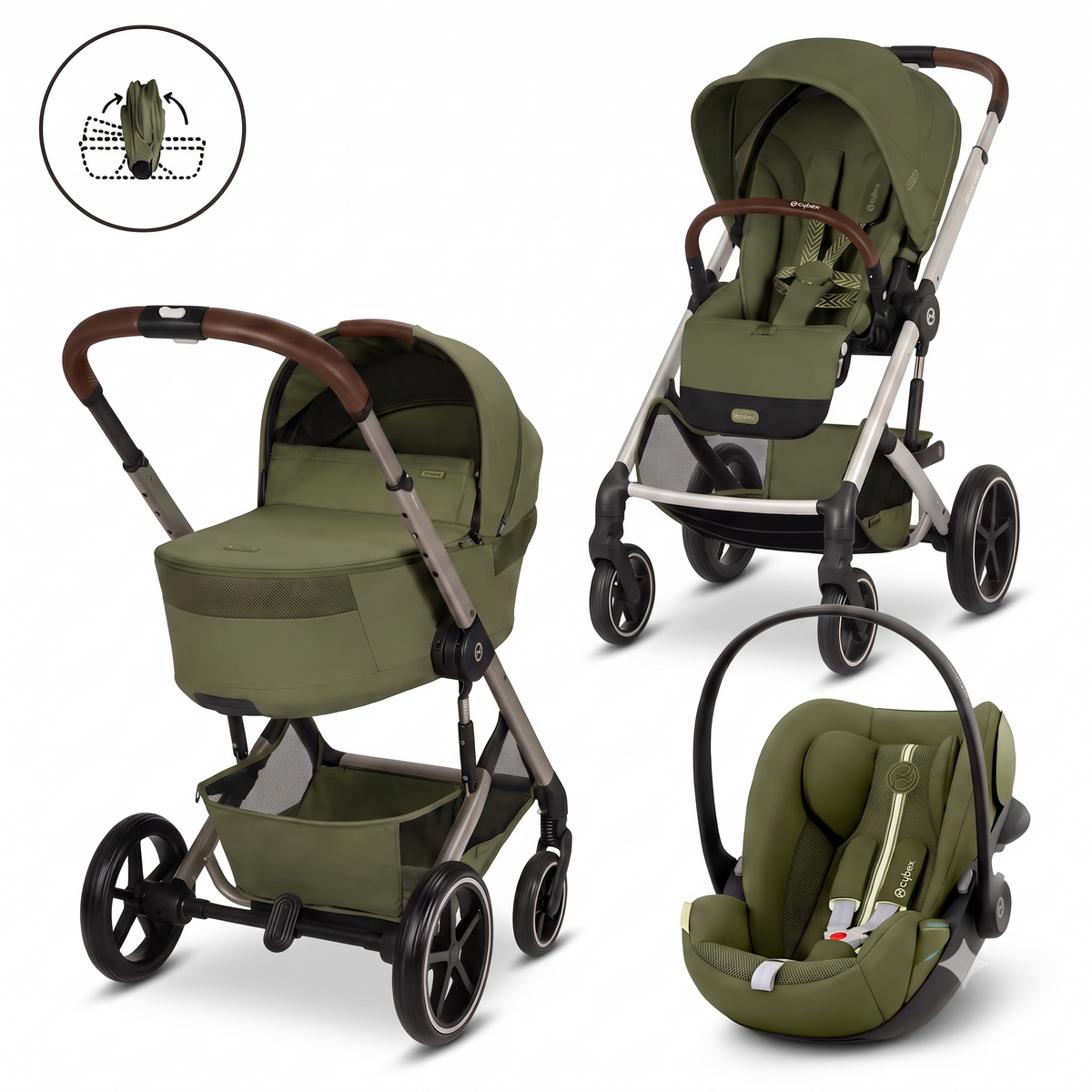 Pachet Carucior 3 in 1 Cybex Balios S Lux cu landou pliabil Fold Cot + Scoica Cloud G3 i-Size Plus