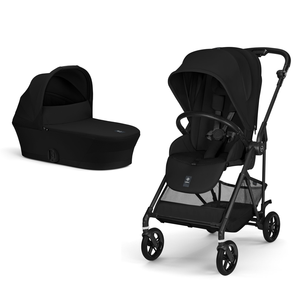 Pachet 2 în 1 Cărucior Cybex Melio Carbon cu Landou Protecție Premium