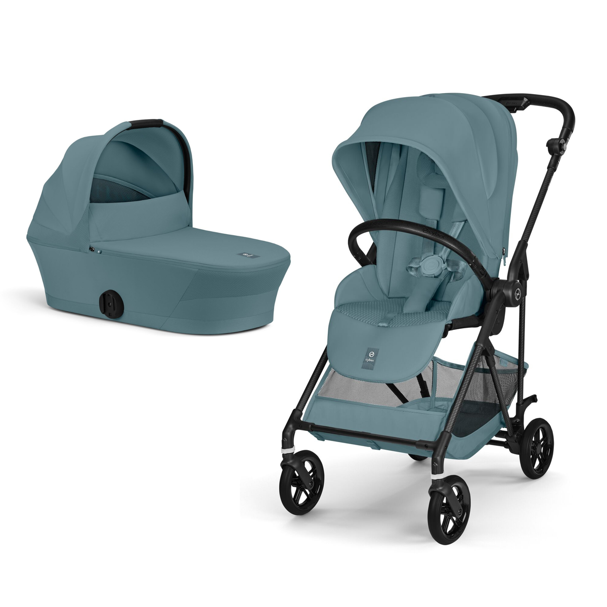 Pachet 2 în 1 Cărucior Cybex Melio Carbon cu Landou Protecție Premium
