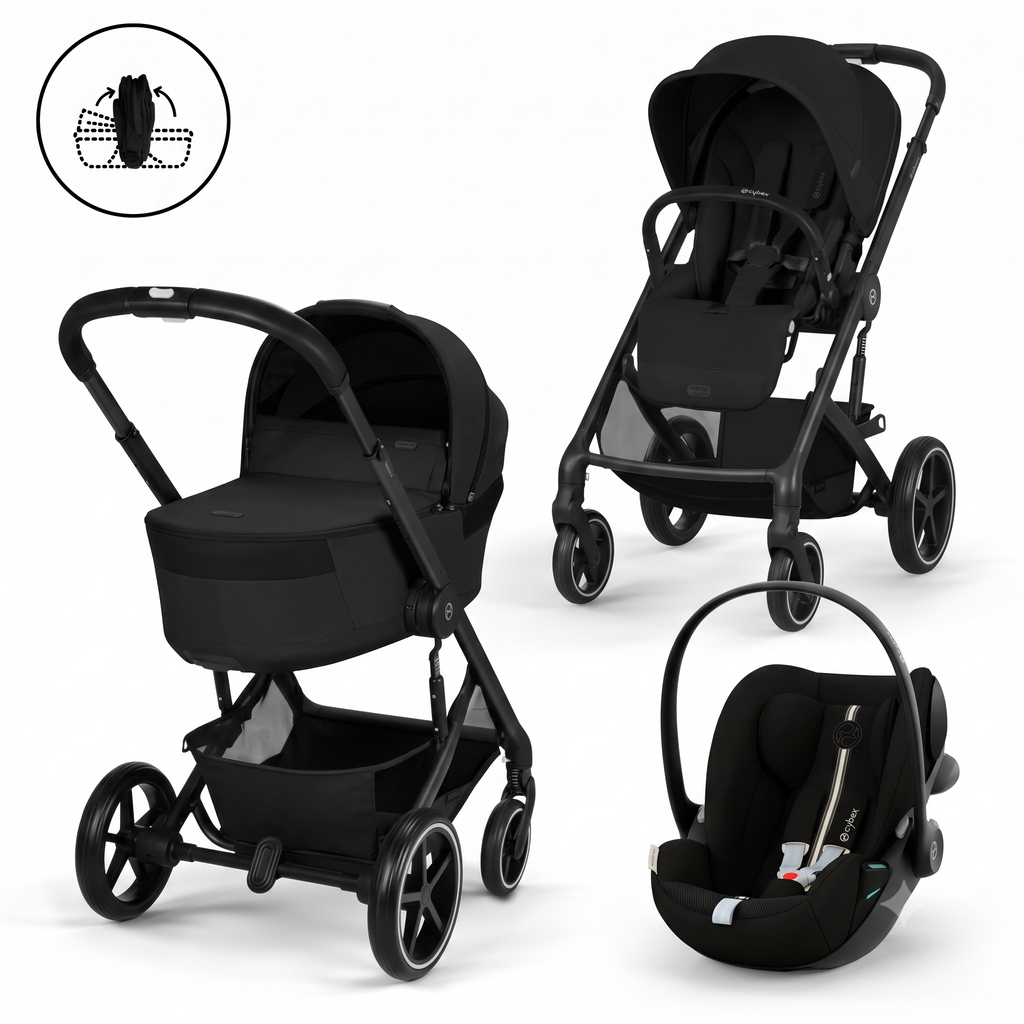 Pachet carucior 3 in 1 Cybex Balios S Lux Fold Cot + Cloud G3