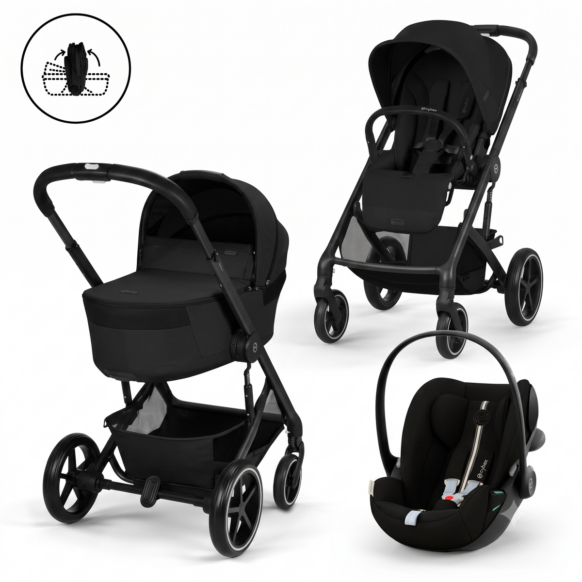 Pachet Carucior 3 in 1 Cybex Balios S Lux cu landou pliabil Fold Cot + Scoica Cloud G3 i-Size Plus