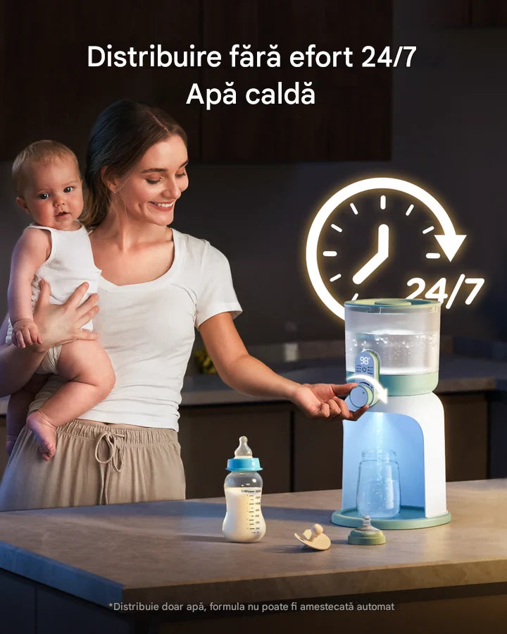 Incalzitor Apa Instantaneu Momcozy, Lapte Praf, 6 Temperaturi Rezervor 1.6 L Lumini Nocturne