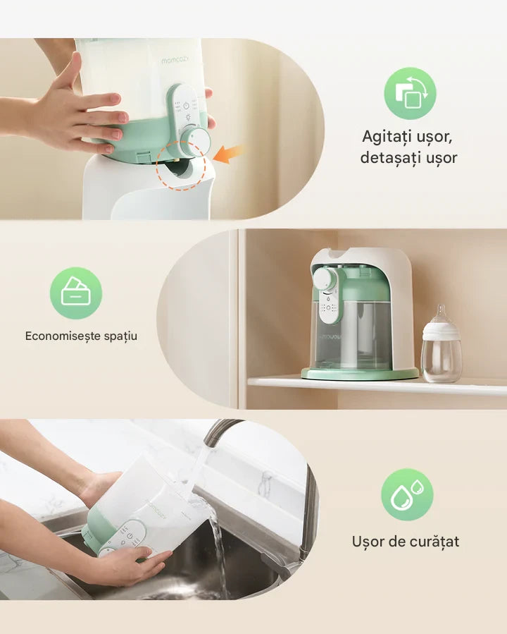 Incalzitor Apa Instantaneu Momcozy, Lapte Praf, 6 Temperaturi Rezervor 1.6 L Lumini Nocturne