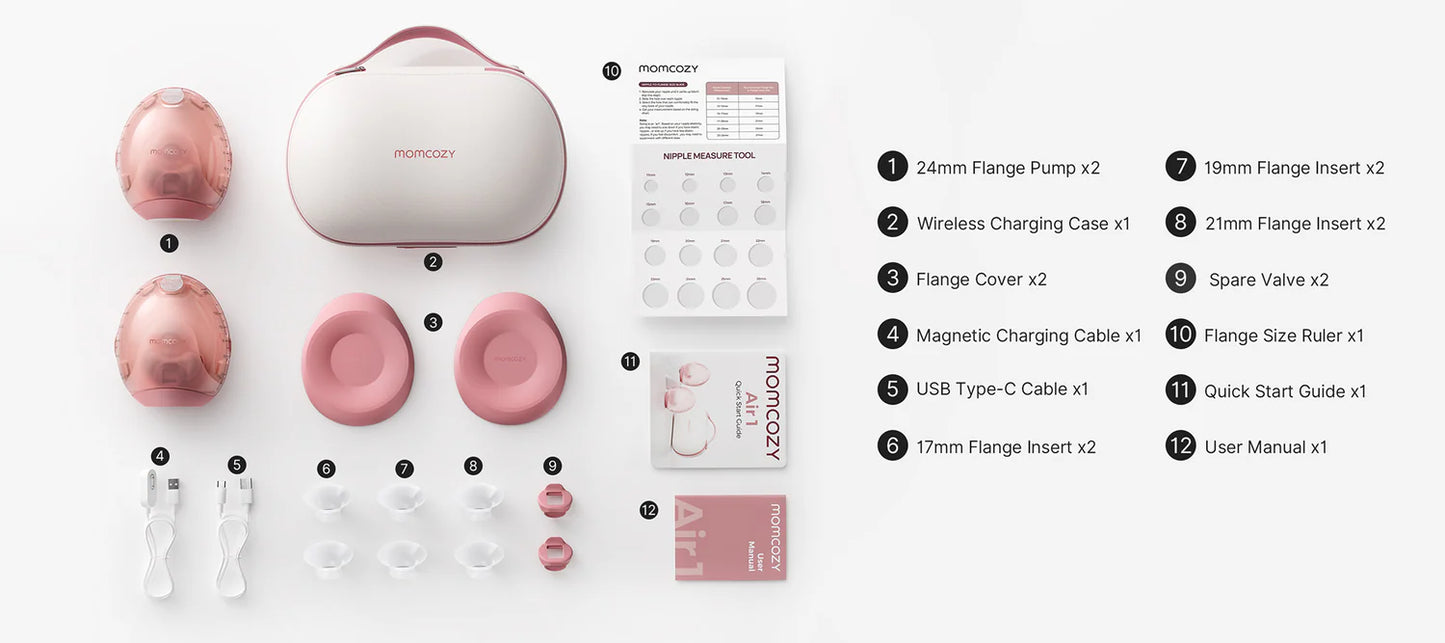 Pompa de San Portabila Dubla Momcozy Air 1 Ultra-Slim cu Carcasa de Incarcare Wireless