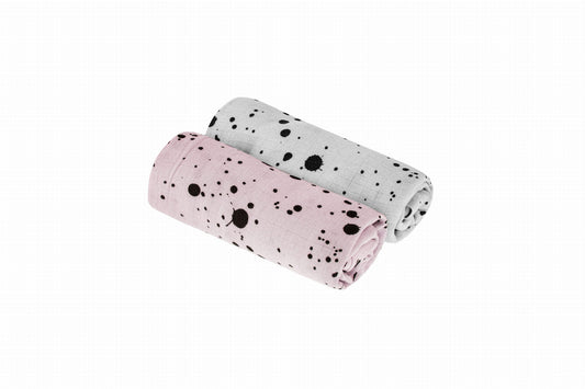 Set 2 Scutece Museline Bambus Gri/Roz 75x75 cm Sleepee