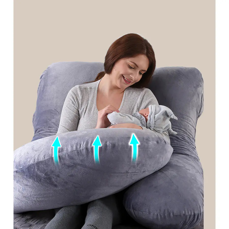 Perna gravide Momcozy Forma U, Velvet Dark Grey, RESIGILAT