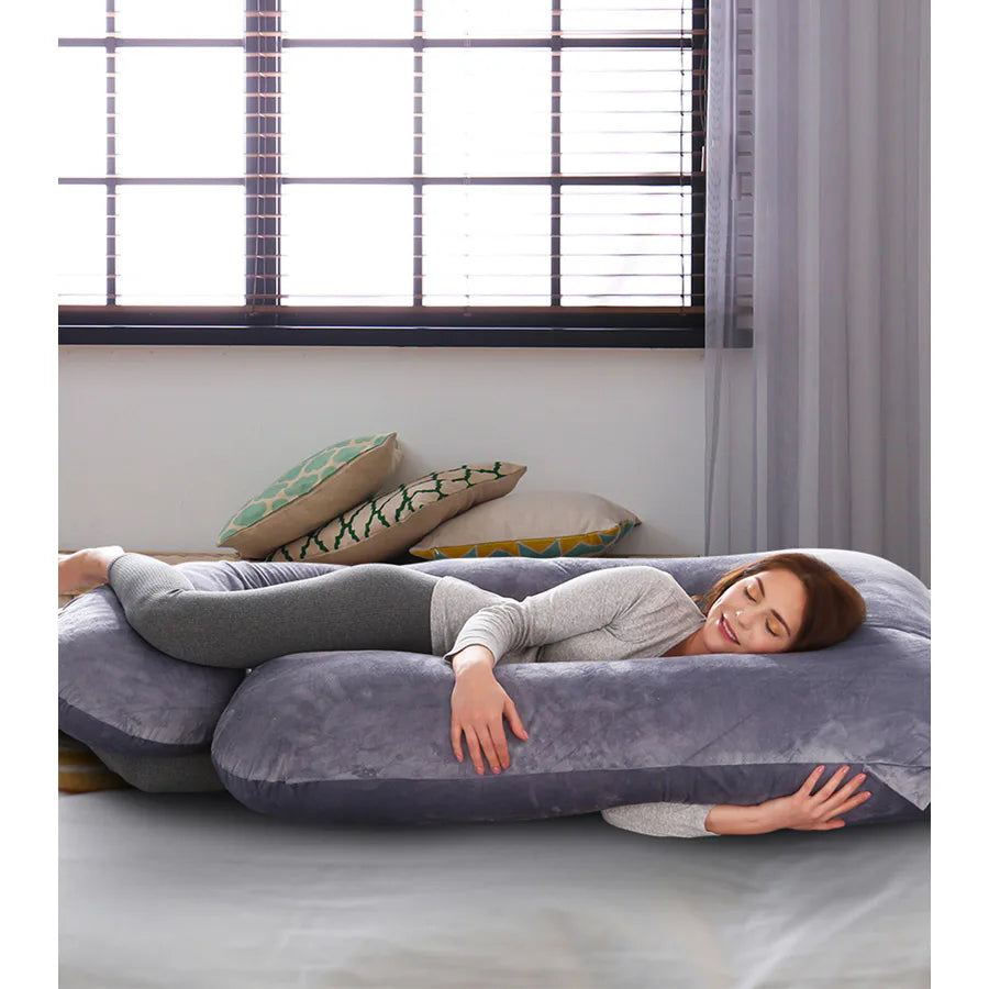 Perna gravide Momcozy Forma U, Velvet Dark Grey, RESIGILAT