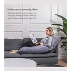 Perna gravide Momcozy Forma U, Velvet Dark Grey, RESIGILAT