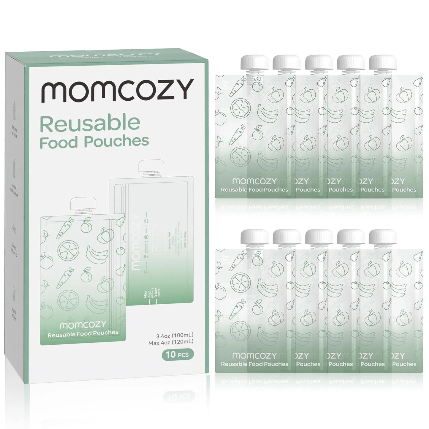 Pungi Reutilizabile Alimente Bebelusi Momcozy Fara BPA Set 10 buc