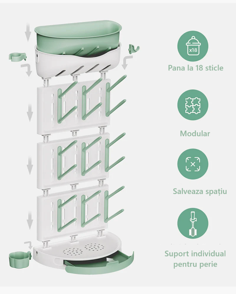 Suport uscare biberoane Momcozy Premium, niveluri reglabile