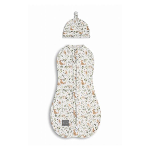 Saculet Swaddle infasat Bumbac + Caciulita Sleepee