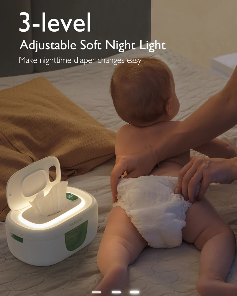 Incalzitor de servetele Momcozy cu lumina nocturna