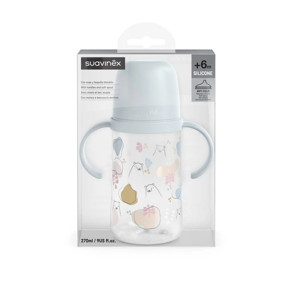 Cana cu cioc din silicon Suavinex Bears 270 ml