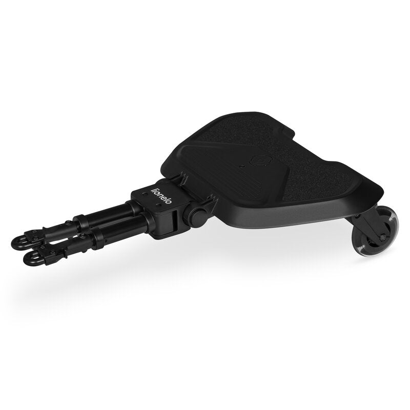 Adaptor universal carucior pentru al doilea copil, Lionelo, Buggy Board, 2 in 1, 3 pozitii reglare sezut pe inaltime, Platforma antiderapanta, Roti cu lumini colorate, Sustine 25 kg, Negru