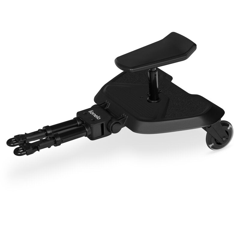 Adaptor universal carucior pentru al doilea copil, Lionelo, Buggy Board, 2 in 1, 3 pozitii reglare sezut pe inaltime, Platforma antiderapanta, Roti cu lumini colorate, Sustine 25 kg, Negru