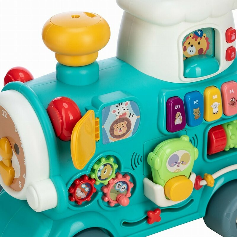 Antemergator 5 in 1 Magic Train, Free2Move, Cu diverse activitati de joaca, Panou Educational, Efecte sonore si luminoase, Green