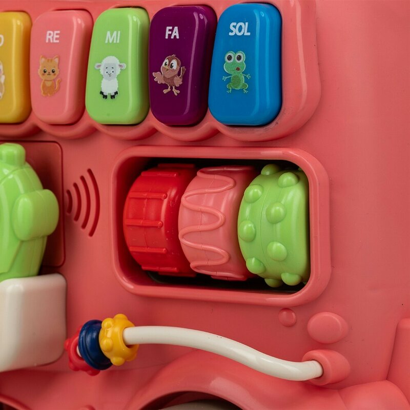 Antemergator 5 in 1 Magic Train, Free2Move, Cu diverse activitati de joaca, Panou Educational, Efecte sonore si luminoase, Pink