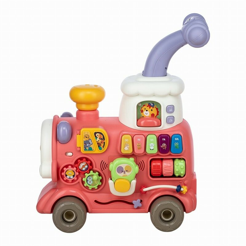 Antemergator 5 in 1 Magic Train, Free2Move, Cu diverse activitati de joaca, Panou Educational, Efecte sonore si luminoase, Pink