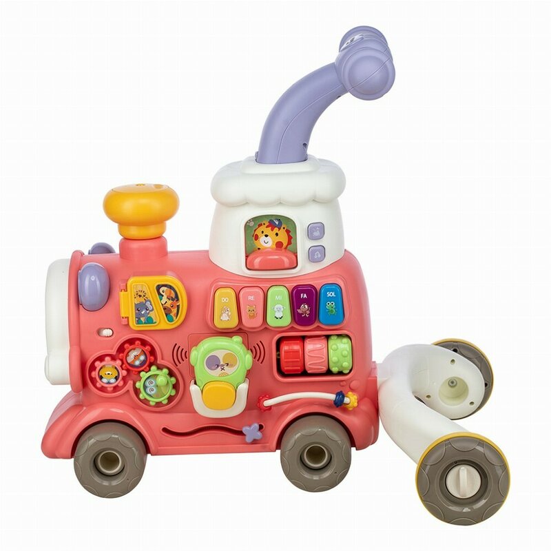 Antemergator 5 in 1 Magic Train, Free2Move, Cu diverse activitati de joaca, Panou Educational, Efecte sonore si luminoase, Pink