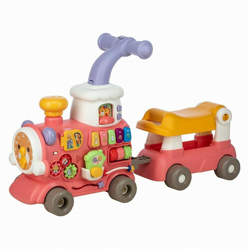 Antemergator 5 in 1 Magic Train, Free2Move, Cu diverse activitati de joaca, Panou Educational, Efecte sonore si luminoase, Pink
