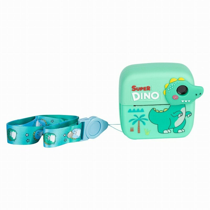 Aparat foto copii cu printare instant, Free2Play, Camere duale fata-spate, Cadre distractive, Cu 6 filtre, Dino