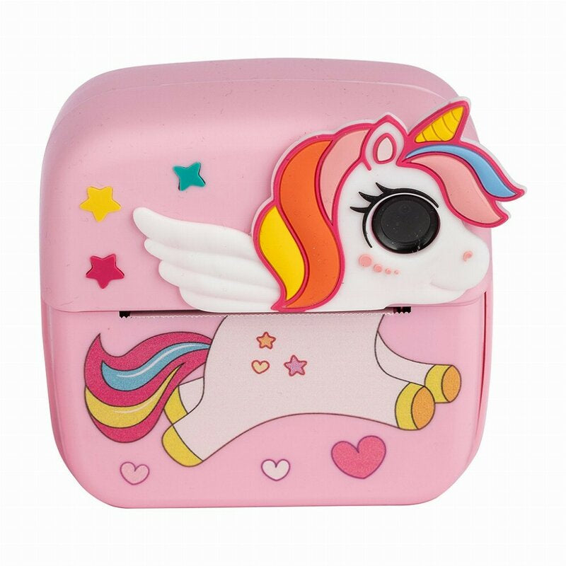 Aparat foto copii cu printare instant, Free2Play, Camere duale fata-spate, Cadre distractive, Cu 6 filtre, Unicorn