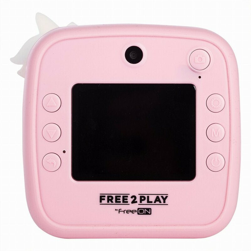 Aparat foto copii cu printare instant, Free2Play, Camere duale fata-spate, Cadre distractive, Cu 6 filtre, Unicorn