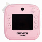 Aparat foto copii cu printare instant, Free2Play, Camere duale fata-spate, Cadre distractive, Cu 6 filtre, Unicorn