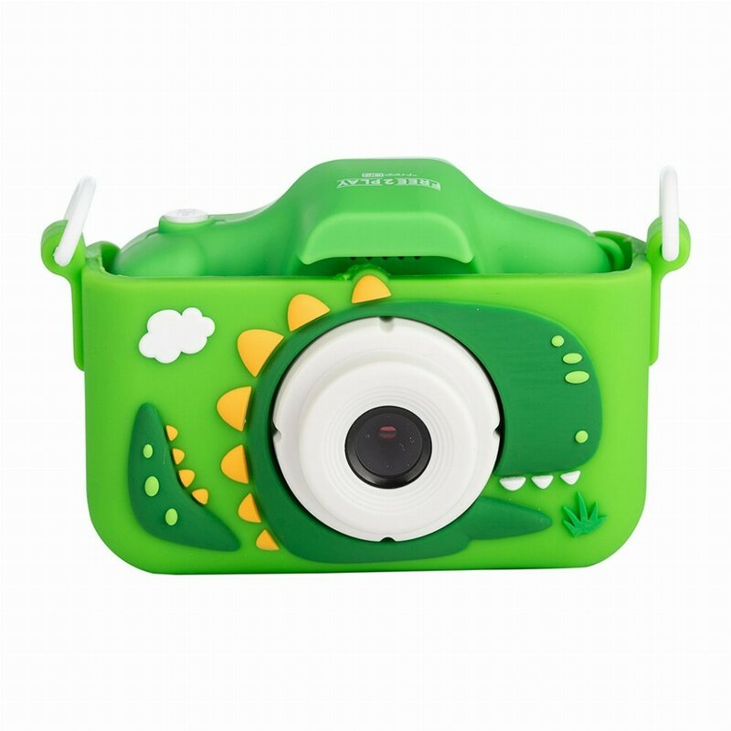 Aparat foto digital pentru copii, Free2Play, Cu functie selfie, Cadre distractive, Cu 6 filtre, Dino